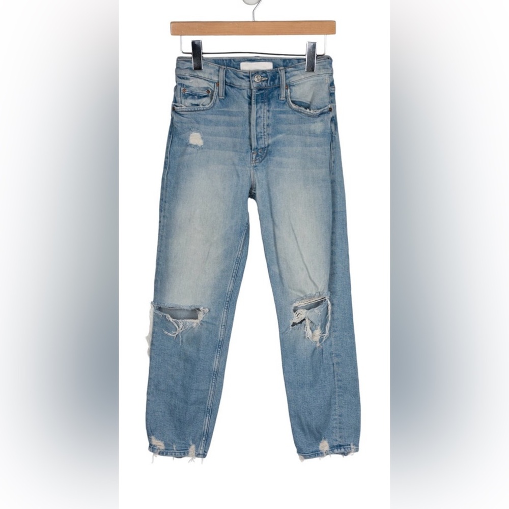 MOTHER Light Blue Distressed Boyfriend Jeans
